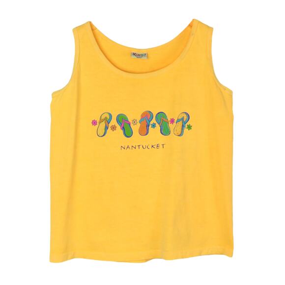 Kantoo 80s Vintage Yellow Nantucket Tank with Flip Flops Small - Picture 1 of 8